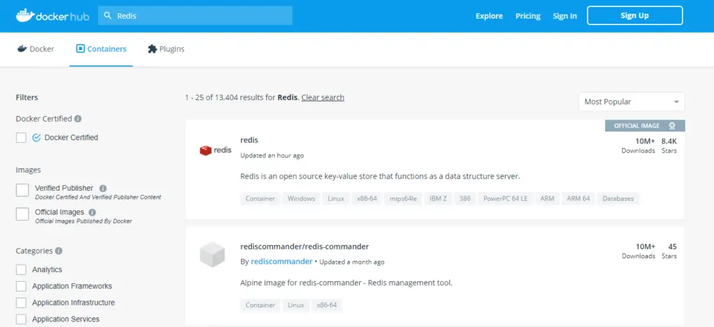 docker hub redis