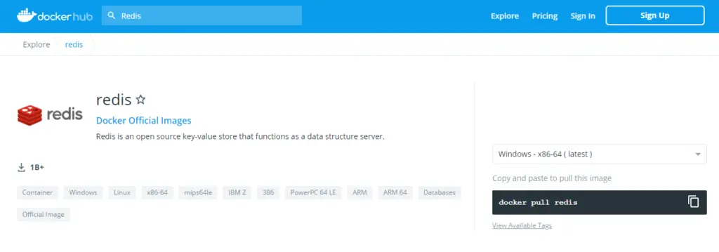 docker hub redis
