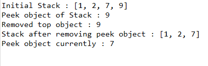 Output of peek() function