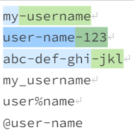 Regex to validate username only with a hyphen as a special character